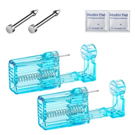 Orglace Nose Piercing Kit Disposable Nose Piercing Gun Kit,At Home Self Piercing Kit with Nose Ring (195#-Silver)