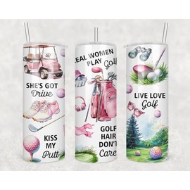 Funny Women Golf Skinny Tumbler - Girl Golfing Mug - Golf Life Cup - Golfer Mug - Golfing Cup - Golfs Mom Gift - Ladies Golfs - 20Oz Skinny Tumbler With Straw