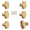 4Pcs Solid Brass Hexagon Cabinet Knobs, Single Hole Small Knobs
