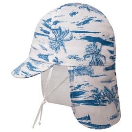 Gifts Treat Baby Kids Sun Hat, Cotton Hat for Baby Boys Girls Windproof Hat in Cartoon Pattern, Baby Sun Hat with Neck Protection, blue white tree