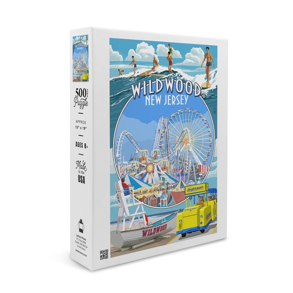 Wildwood, New Jersey, Montage (19x27 inches, Premium 500 Piece Jigsaw Puzzle for Adults and Family, Made in USA)
