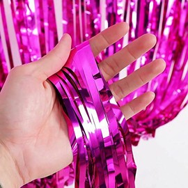 Mr. Gadget's Solutions Pink Shimmer Foil Door Curtains for Party Decorations