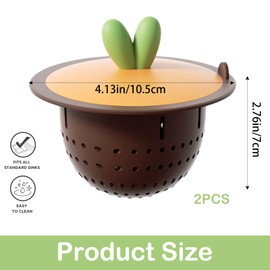 2-Pack Kitchen Sink Strainers, Compatible with Most Sink Drain Baskets, 4.1 Inch Diameter Kitchen Sink Filters (Brown)