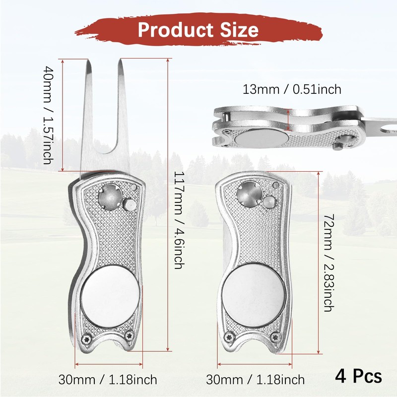 TIXIPEM Golf Divot Repair Tool [4PCS] - Switch Foldable Divot
