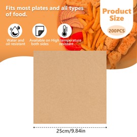 200 Sheets Wax Paper for Food, Greaseproof Cheese Paper, Butter Paper, Deli Paper with Non-Stick Coating, Ideal for Burgers, Pizza, Sandwiches, Meat, 25 x 25 cm