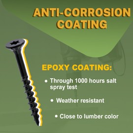 LIONMAX Deck Screws 3 Inch, Wood Screws #10 x 3, 300 PCS, Rust Resistant, Exterior Epoxy Coated, Outdoor Decking Screws, Torx/Star Drive Head Screw, T25 Star Bit Included, Black