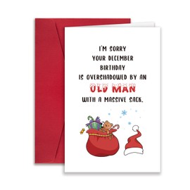 RollupJoy Funny December Birthday Card, Hilarious Christmas Birthday Card for Women Men, Cute December Birthday Gifts Card for Friends, Happy Xmas Holiday Birthday for Her Him Everyone