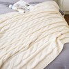 Battilo Soft Knitted Dual Cable Throw Blanket 50" 60" (Cream)