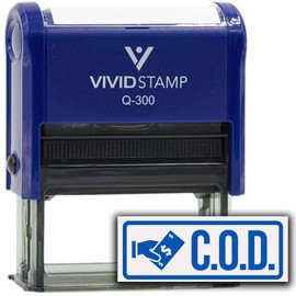 Rubber Stamp C.O.D. (Cash On Delivery) Self Inking Rubber Stamp (Blue Ink) - Q-300