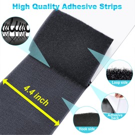 Foxgor 4.4 Inch x 19 Feet Strips with Adhesive Heavy Duty, Black Couch Cushion Tape, Nylon Sticky Back Fastener Roll, Non Slip Rug Grippers, Keep Couch Cushions from Sliding