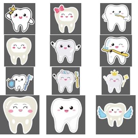 Cute Dental Tooth Badge Reel Retractable Accessories Bulk 12 Pcs Dentist Assistant Healthcare Nursing Medical Badge Holder Badge Clip Doctor Social Worker RN CNA ID Card Gifts
