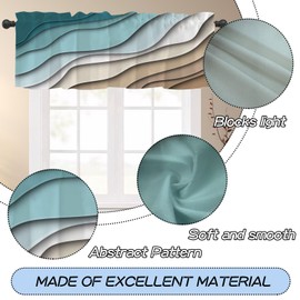 2 Pack Curtain Valances Decorative Short Window Treatment Abstract Art Topper Curtains Blackout Short Half Tier Curtain Rod Pocket Green Brown