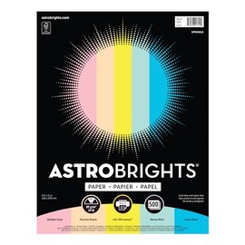 Astrobrights® Color Multi-Use Printer & Copy Paper, 1 Ream, Assorted Colors, Letter (8.5" x 11"), 500 Sheets Per Ream, 24 Lb, 94 Brightness