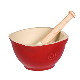 Emile Henry Made In France Mortar And Pestle, Burgundy Red