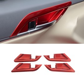 KEAIMEI Car Accessories for Toyota Camry 2018 2019 2020 2021 2022 Inner Door Handle Decoration Cover Interior Door Bowl Frame Trim Sticker ( Red 4PCS, Chrome,Red