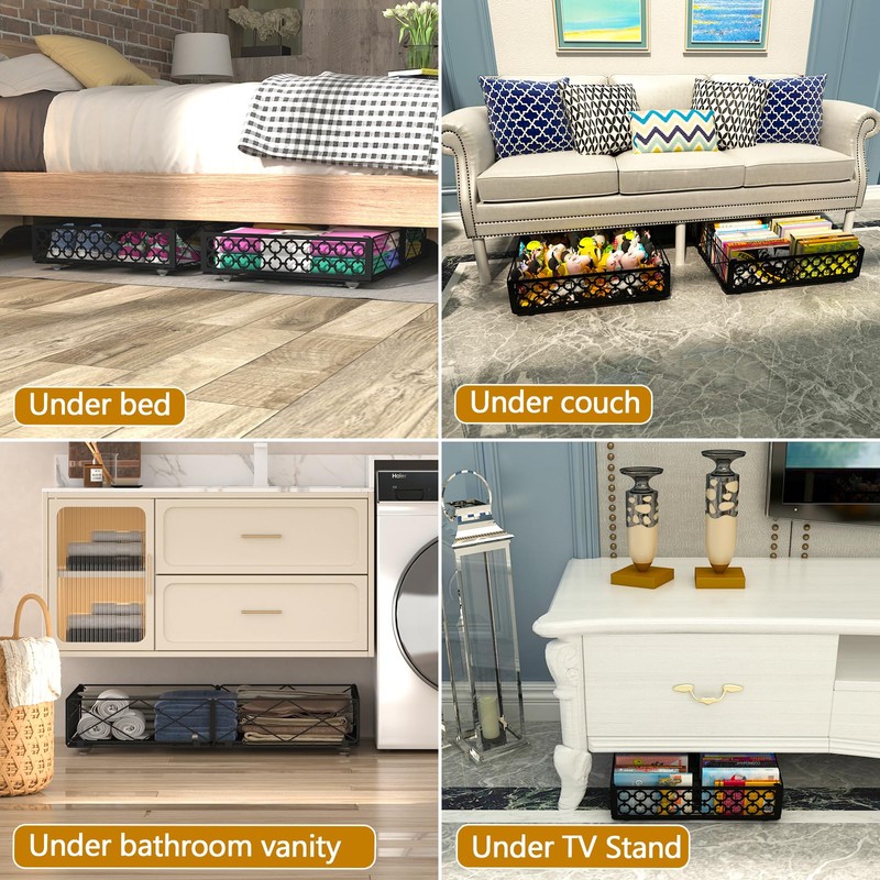 NADAMOO Under Bed Storage with Wheels, 2 Pack Rolling Under