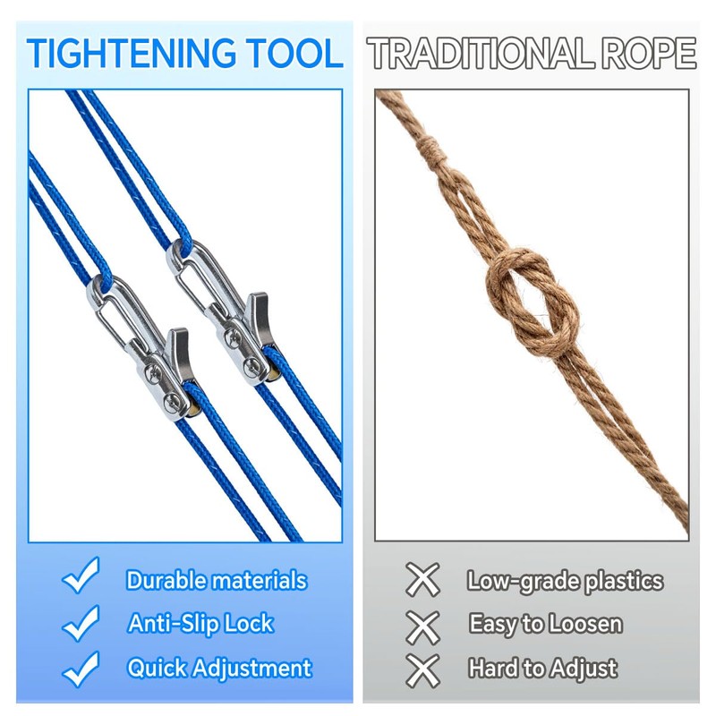 Rope Rollers 6 Pack with Paracord Tensioner Locking Buckle, Cord