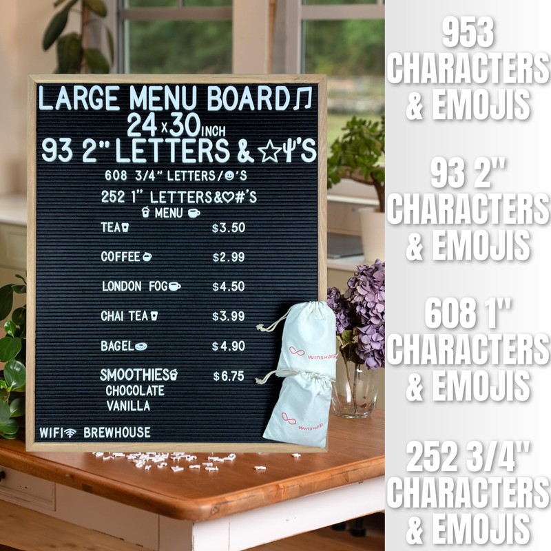 Large Black Felt Letter Board | 24"x30" Classy Dark Stained