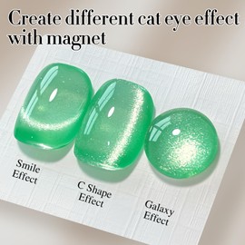 Double Rhythm Jelly Glass Cat Eye Gel Polish with Magnet 15ML Holographic Glitter Shimmer Translucent Sheer Color Magnetic Nail Polish Salon DIY at Home (Spring Green-MC1067)