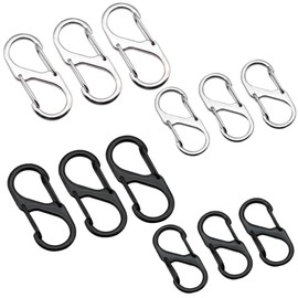 Belegao 2 Sizes Zipper Lock Clips 12PCS, Metal Dual Opening Anti-Theft Zipper Clips for Backpack, Luggage, Small Travel Carabiner Clip Zipper Pull Replacement Detachable (Black, Silver)