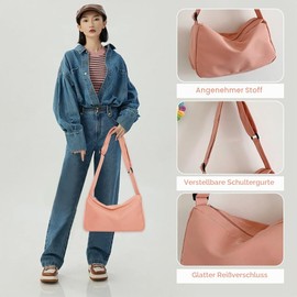 Bieiyhe Women's Casual Shoulder Bag, Portable, Crossbody Bag, Stylish, Bum Bag, Handbag Canvas, Shoulder Bag with Zip, Shoulder Bag with Shoulder Strap Adjustable
