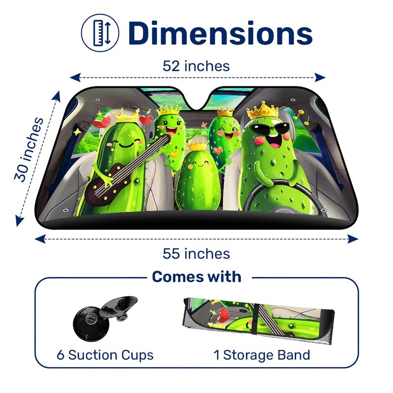 GENANY Pickle Family Windshield Sun Shade for Car SUV Truck