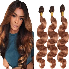 Ombre Bundles Human Hair Brown Body Wave Bundles T4/30 Human Hair Bundles 18 20 22 Inch Two Tone Chocolate And Brown Bundles 8A Grade Brown Bundles Weave Extensions Hair For Women