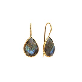 Gempires Labradorite Pear Shaped Teardrop Crystal Earrings, Bezel Earring, Natural Gemstone Dangle Drop Earrings, Everyday Wear, Gift for Girlfriend, Length 1.25 inch