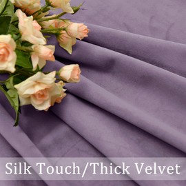 Hiasan Velvet Curtains 84 inches-Blackout Thermal Insulated Solid Soft Curtains for Bedroom Living Room Rod Pocket Room Darkening 2 Panels Window Drapes with Tiebacks, 52W x 84L, Lavender