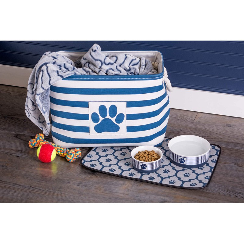 Bone Dry Pet Storage Collection Striped Paw Patch Bin, Large