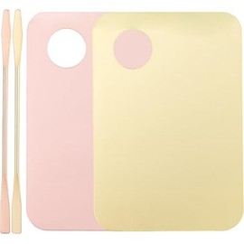 Set de 2 Placas Acrílicas para Mezclar Maquillaje con Espátula Base Líquida y Cosméticos, Formato Compacto y Ligero, Adecuado para Tomar Muestras, 2 Piezas Incluidas
