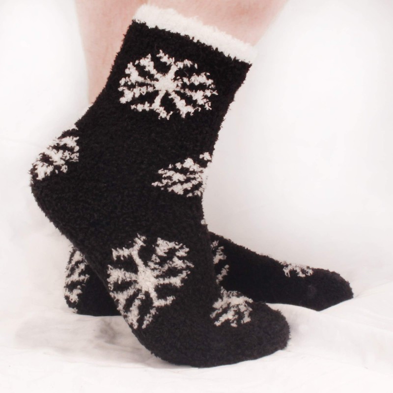 Assorted Super Soft Warm Microfiber Fuzzy Snowflake Socks - Assortment