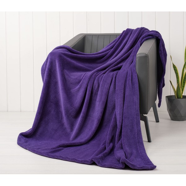 American Soft Linen Bedding Fleece Blanket Twin Size 60x80 inch Plush Fuzzy Cozy Soft Blanket for Bed, Sofa, Couch, Purple