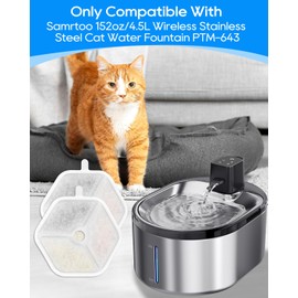 Cunina Cat Water Fountain Filter Fit for Smartoo 152oz/4.5L Wireless Cat Fountain PTM-643, Multilayer Filter, Cat Fountain Filter Replacement Fit for Smartoo Replacement Filters 12 Filters + 12 Sponge