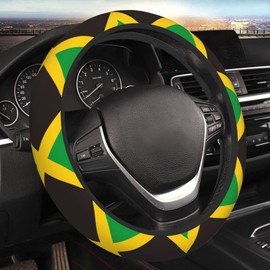 Mlanxi Jamaican Flag 15 Inch Universal Steering Wheel Covers, Cute Car Accessories for Women and Girls