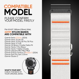 Suitisbest Sport Straps Compatible with Garmin Watch - 26mm Quick Fit Stretchy Nylon Sport Loop Strap with S-Hook for Garmin Fenix 7X/7X Pro/6X Pro Tactix Delta/Descent/Epix