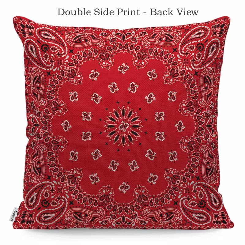 WONDERTIFY Western Paisley Cushion Cover Bandana Ornaments Decorative Throw Pillow
