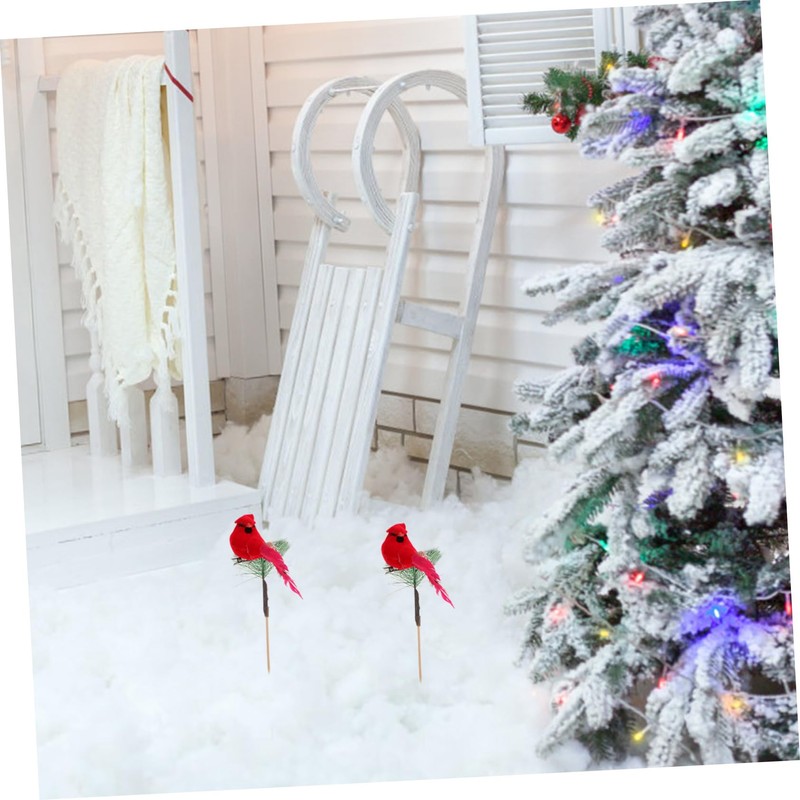 FUNOMOCYA Vibrant Red Birds Christmas Decor Artificial Bird Figurines Home