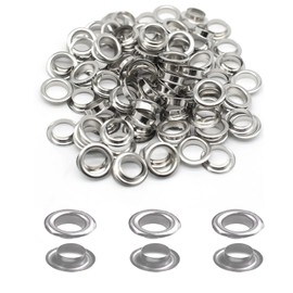 50 Sets Eyelets Grommets, 10mm Hole Silver Metal Eyelets Washers Kits for Craft Canvas, Leather, Curtains, Fabric