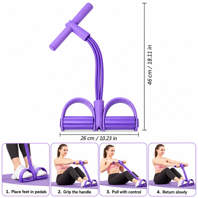 4‑Tube Pedal Tension Rope Multi‑Functional Household Fitness Elastic Band for