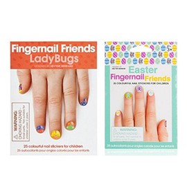Fingernail Friends Colorful Nail Stickers Nail Art for Children, Ladybugs & Easter