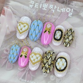 Luxury embo handmade nail tip - Oval L / 럭셔리 엠보 수제네일팁 - 오벌L