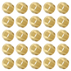 PATIKIL Brass Compression Sleeves Ferrules for 5/16 Inch OD Tube, 50 Pack Brass Ferrule Fitting Brass Compression Tube Fitting Ring Assortment Kit for Air Water Gas Pipe Line Fitting Oil