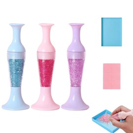 Pack of 3 Refillable Vase Pen, Flower Pot, Diamond Painting Accessories Pen, Flower Pot-shaped Point Drill Pen, Diamond Art Tools and Accessories for Making Nail Crafts (One Size)