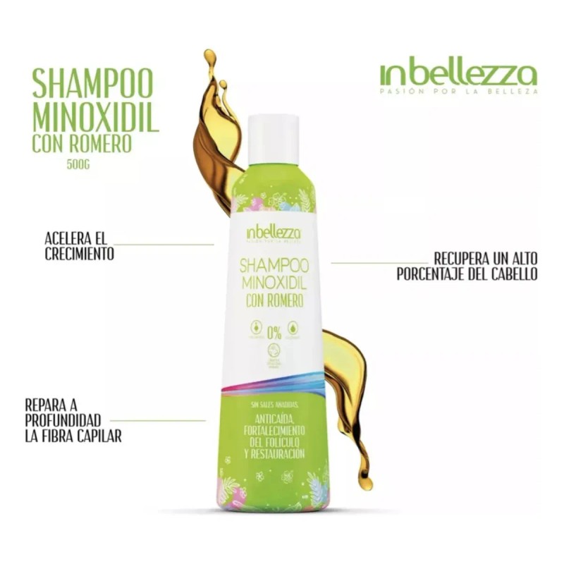 Kit De 6 Shampoo Crecimiento Cabello Anticaída Con Minoxi