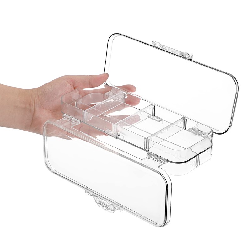 BTSKY Double Deck Pencils Box Clear Plastic Stationery Box with