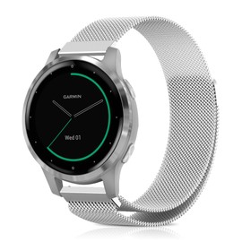 SumRioo 22 mm Metal Strap for Garmin Garmin Venu 3/Venu 2/Vivoactive 4, Mesh Stainless Steel Band for Garmin Forerunner 265/255/255 Music, Silver