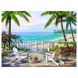 Chair Diamond Art Kits for Adults-5D Diamond Painting Kits Art for Adults Beach, Diamond Painting,Diamond Art,Gem Art Kits for Home Wall Decor (12x16inch) Landscape