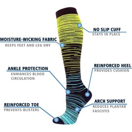Tlynsnil 7 Pairs of Compression Socks for Men and Women, 15-20 mmHg is Best Flight, Sports, Travel, Running, Colourful Compression Socks, Support Stockings for Nurse, Pregnancy, Maternity, JIANBIAN