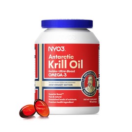 NYO3 Krill Oil 1500mg Omega 3 with 225mg EPA & 105mg DHA, High Content & High Absorption Pure Antarctic Krill Oil with Astaxanthin and 56% Phospholipids, Laboratory Tested,90 Softgels